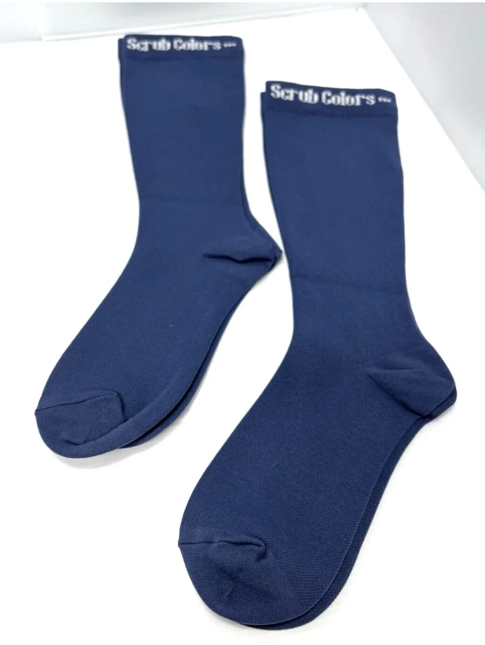 2 Pairs Scrub Colors Crew Socks Navy Blue Comfort Compression Athletic Socks